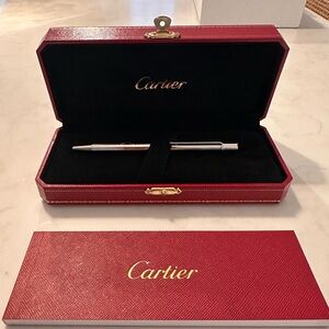 Cartier Silver Pen with Red Case